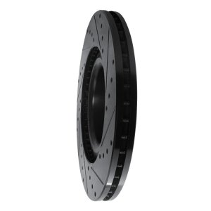 Audi S8 Brake Rotor (1) - Front Left - R1 Concepts - Drilled & Slotted - Black - `01-`03